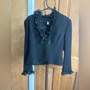 Albert‎ Nipon Black Blazer with Floral Details